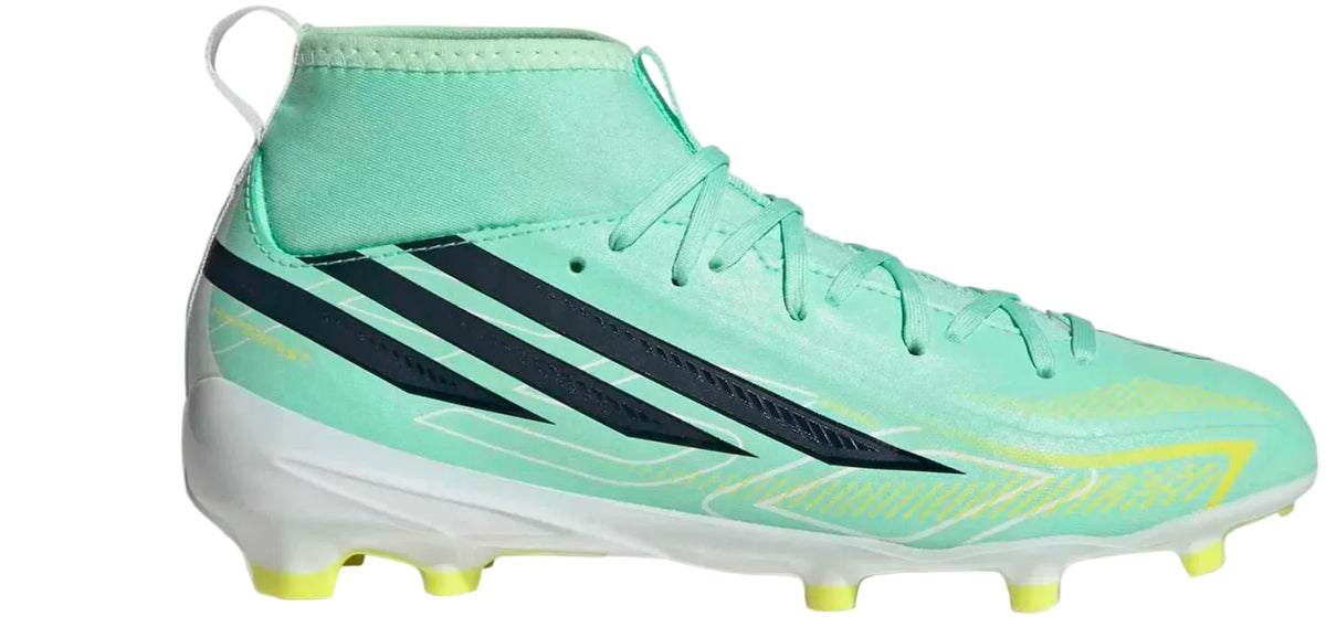 Adidas F50 Hyperfast League Mid FG Jr - Pulse Mint/Night Navy/Solar Lemon