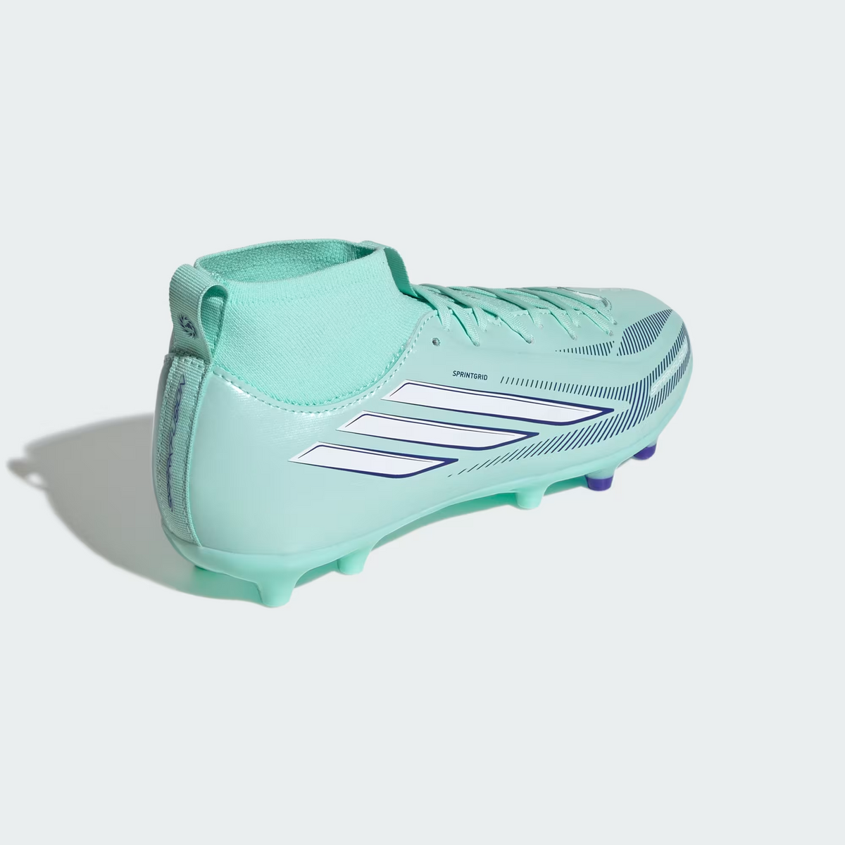 Adidas F50 SPARKFUSION LEAGUE Mid Cut Firm Ground / Artificial Ground Soccer Cleats Kids - Clear Mint / Cloud White / Solar Purple