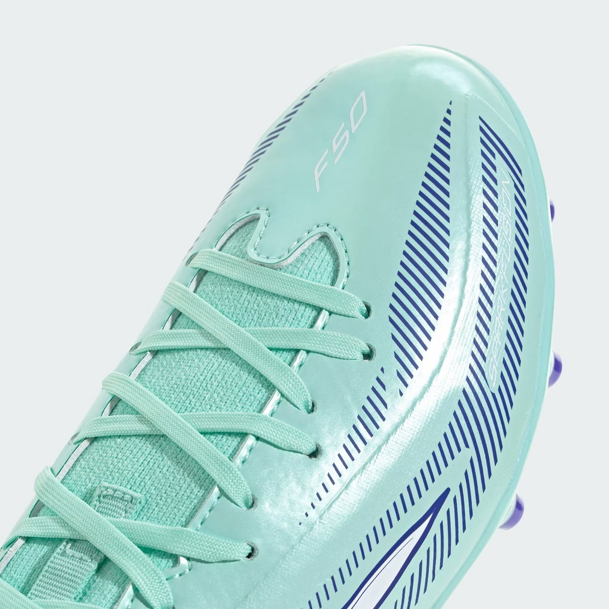 Adidas F50 SPARKFUSION LEAGUE Mid Cut Firm Ground / Artificial Ground Soccer Cleats Kids - Clear Mint / Cloud White / Solar Purple