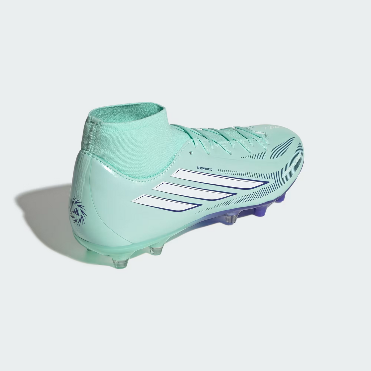 Adidas F50 Sparkfusion League Mid Cut Firm Ground / Artificial Grass Soccer Jr Cleats - Clear Mint / Cloud White / Solar Purple