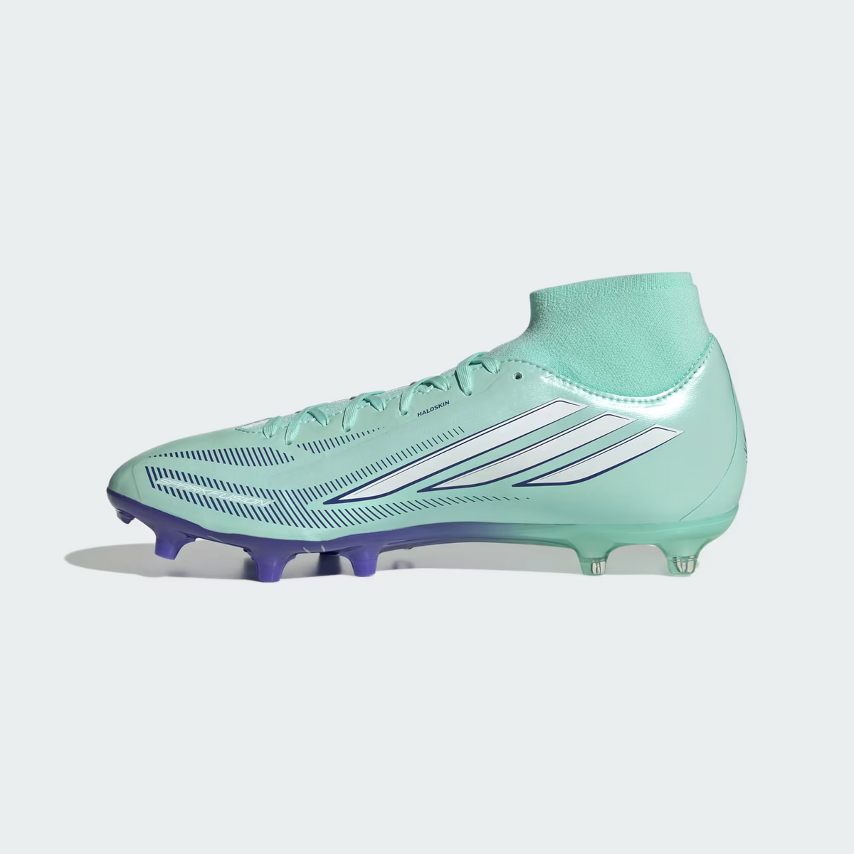 Adidas F50 Sparkfusion League Mid Cut Firm Ground / Artificial Grass Soccer Jr Cleats - Clear Mint / Cloud White / Solar Purple