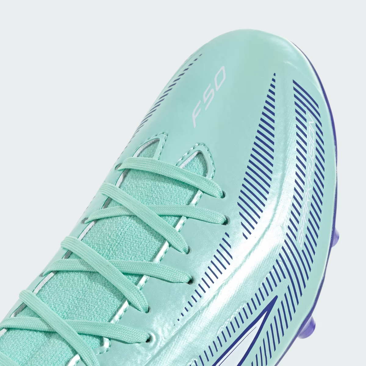 Adidas F50 Sparkfusion League Mid Cut Firm Ground / Artificial Grass Soccer Jr Cleats - Clear Mint / Cloud White / Solar Purple