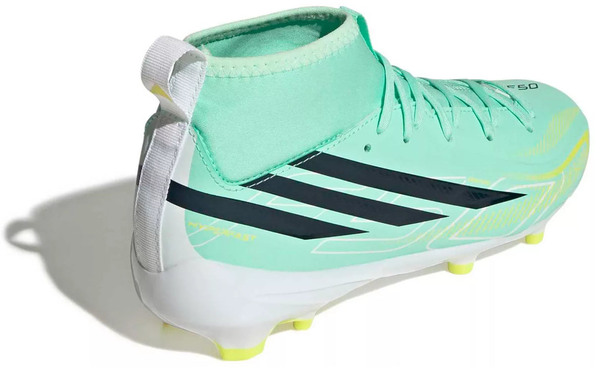 Adidas F50 Hyperfast League Mid FG Jr - Pulse Mint/Night Navy/Solar Lemon