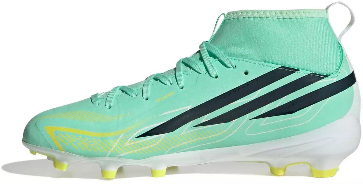 Adidas F50 Hyperfast League Mid FG Jr - Pulse Mint/Night Navy/Solar Lemon